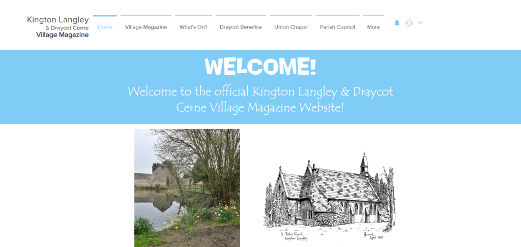 Screenshot of the Kington Langley Village Magazine Website