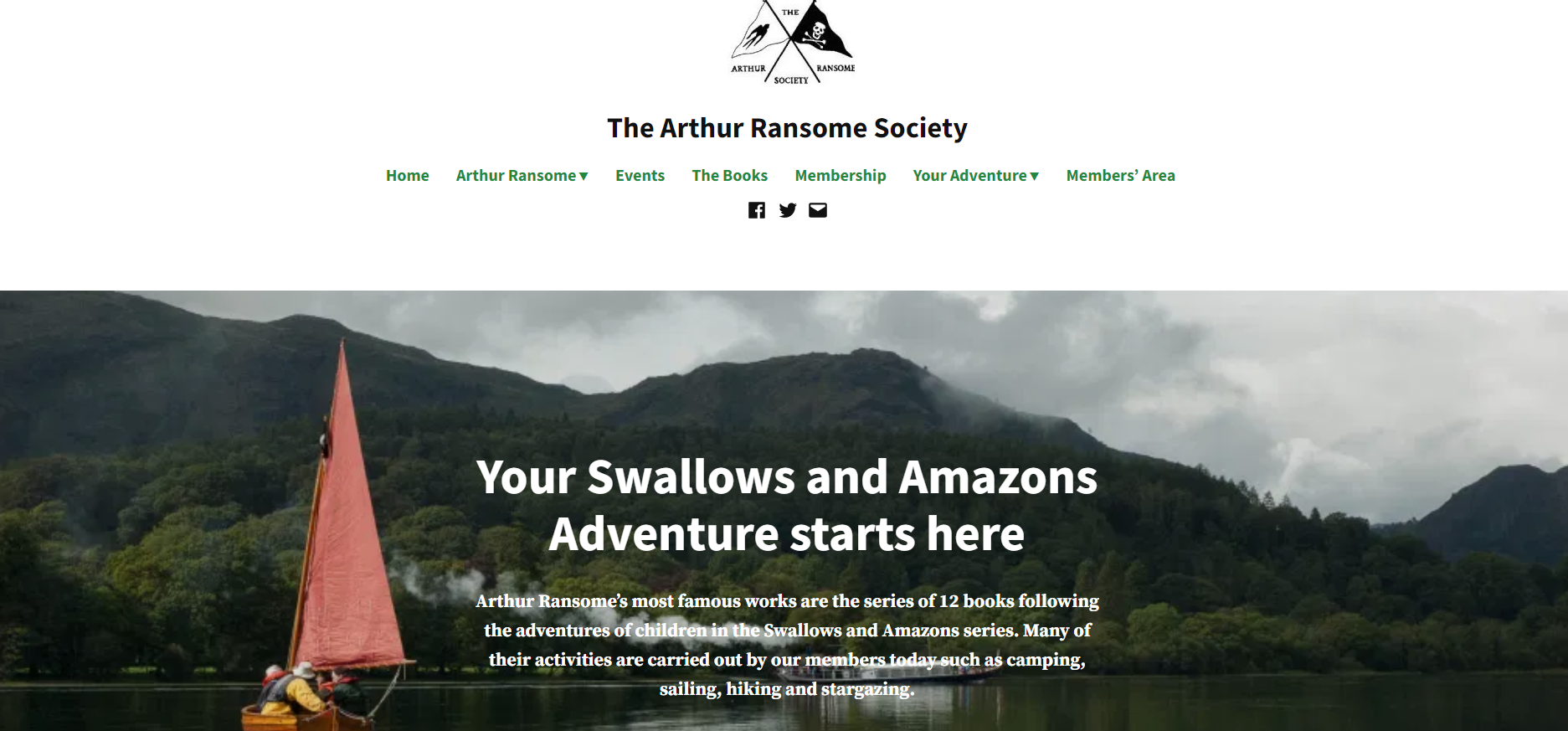 Screenshot of The Arthur Ransome Society Website