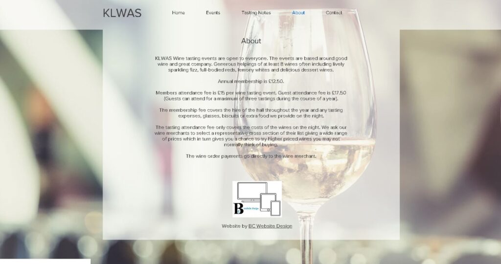 Screenshot of the KLWAS website.