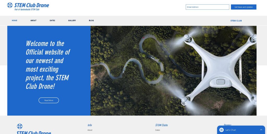 Screenshot of the Hardenhuish STEM Club Drone Website.